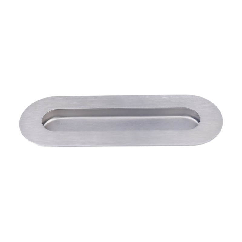 Cabinet Pull,Gray Sanding Stainless Steel Oval Side Hole Flush Embedded Sliding Door Handle for Drawer Cupboard Wardrobe